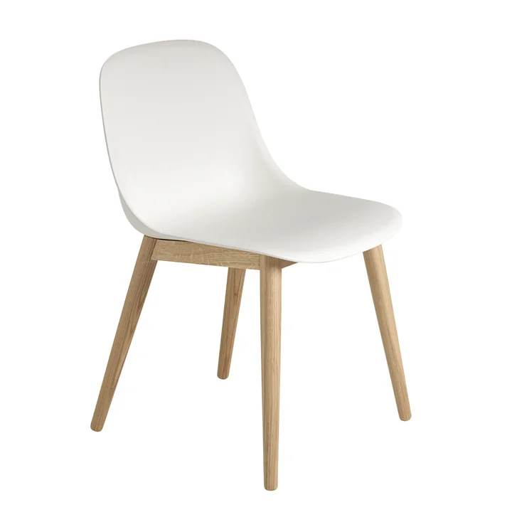 Muuto - Fiber Side Chair Wood Base, Eiche / weiss recycled