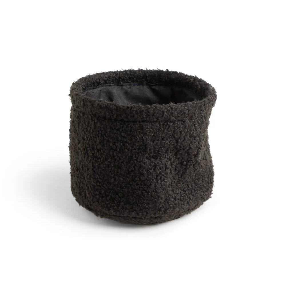 Lot de 3 panières en laine bouclée noir