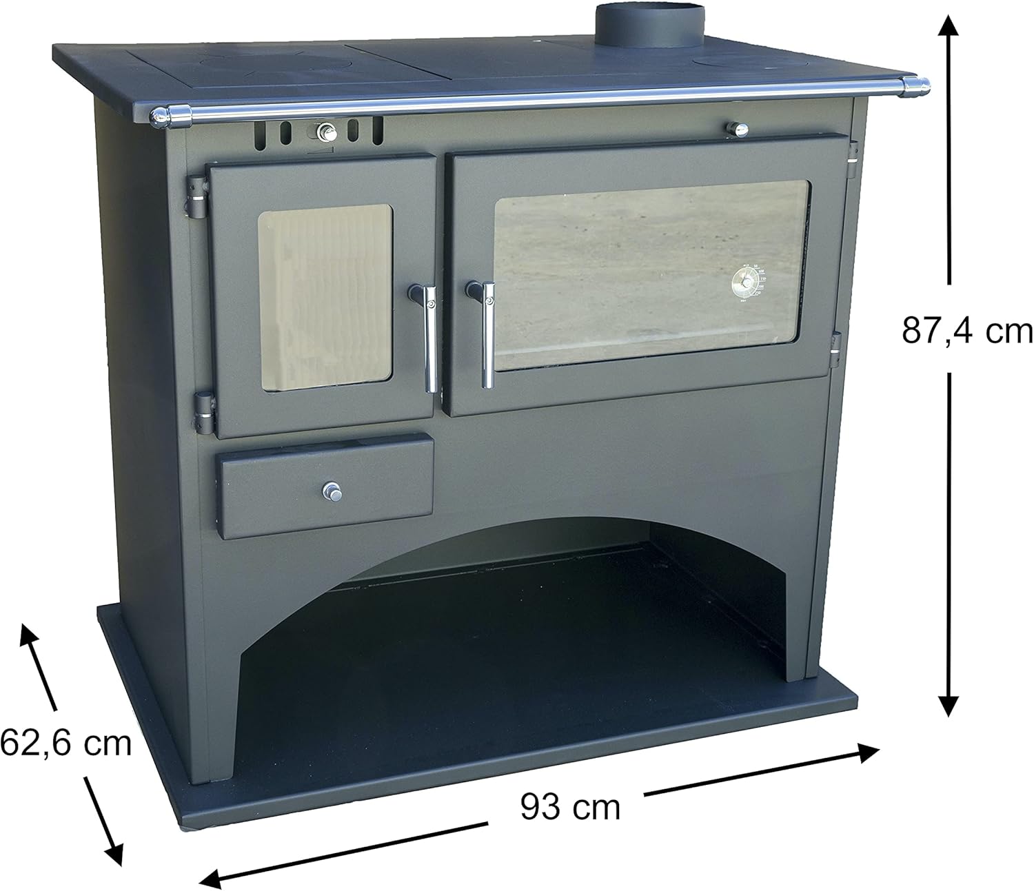 Kaminofen mit Backfach und Herdplatte 25071 Werkstattofen Viki 10,5 kW Schwedenofen Kamin Hüttenofen Ofen