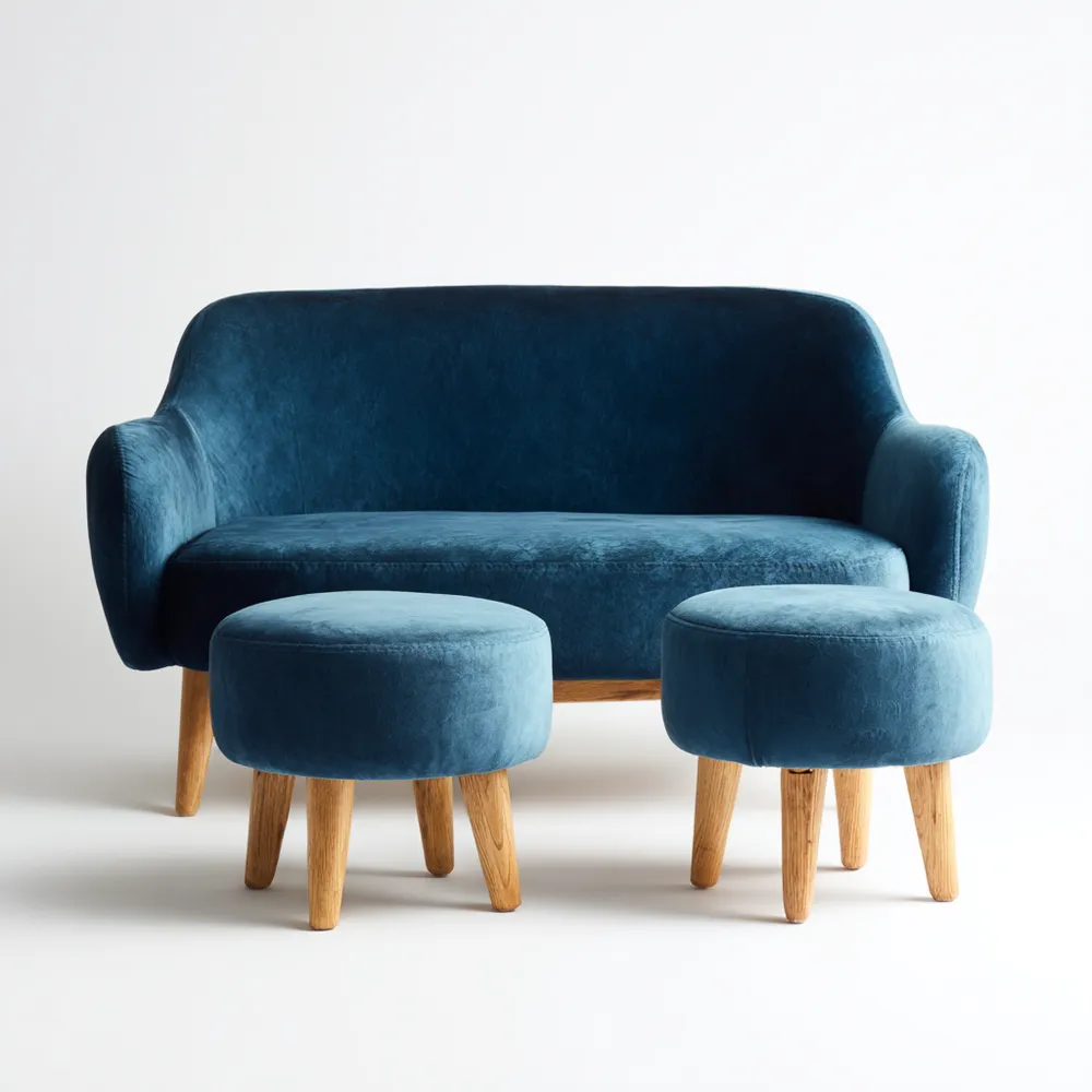 Sofa-Set Samt 120x50x78 cm – Blau – Skandinavisches Design