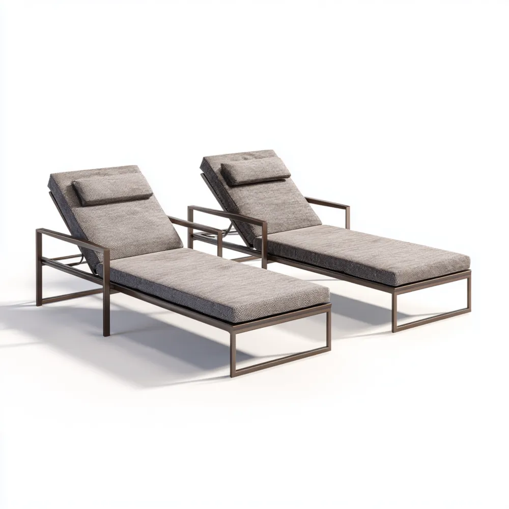 Gartenliege Set Metallrahmen Textil 200x70x35 cm – Grau – Verstellbar
