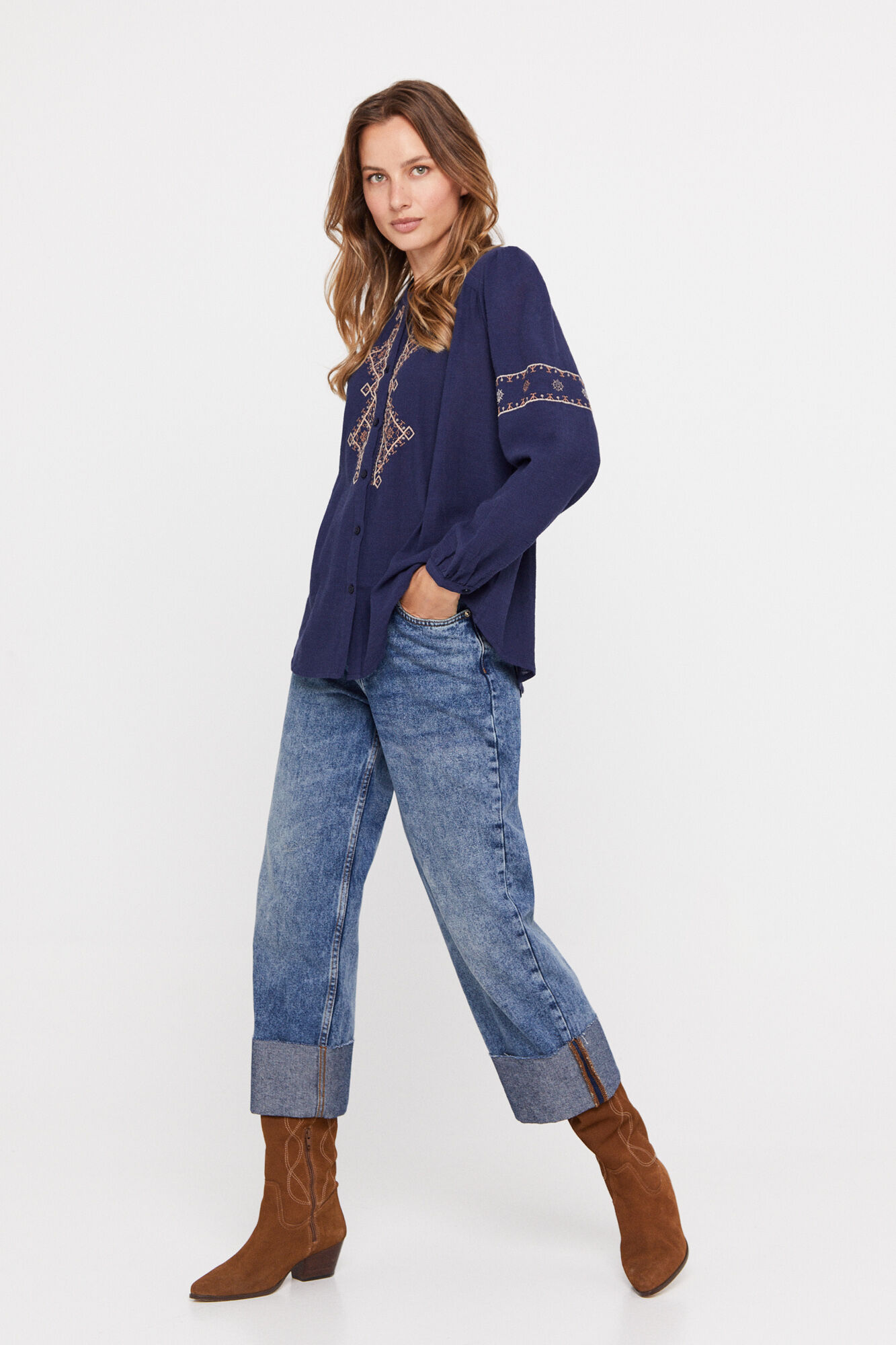 Blusa de algodão BCI - Azul Marinho