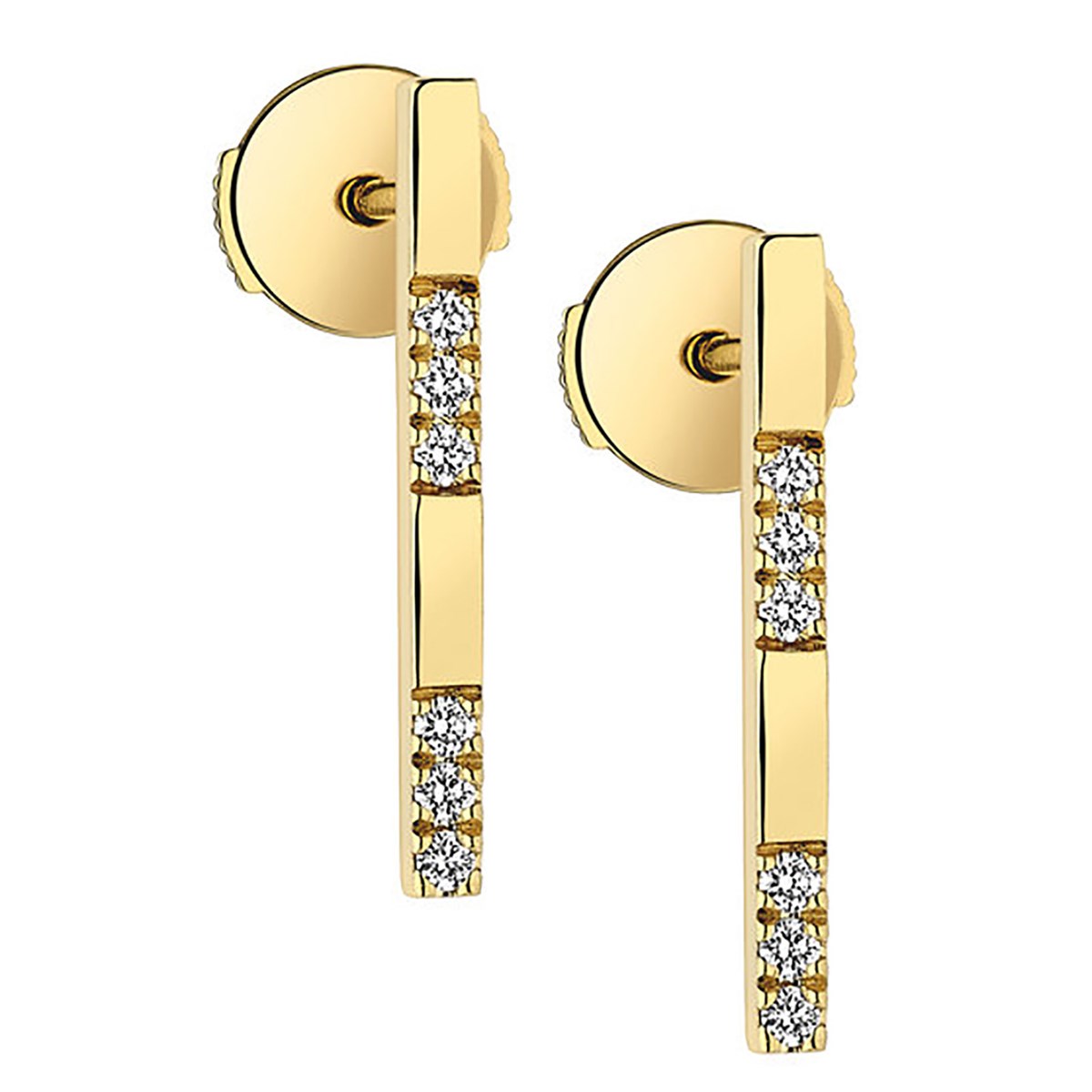 Boucles d'oreilles barrettes or 18 carats diamants