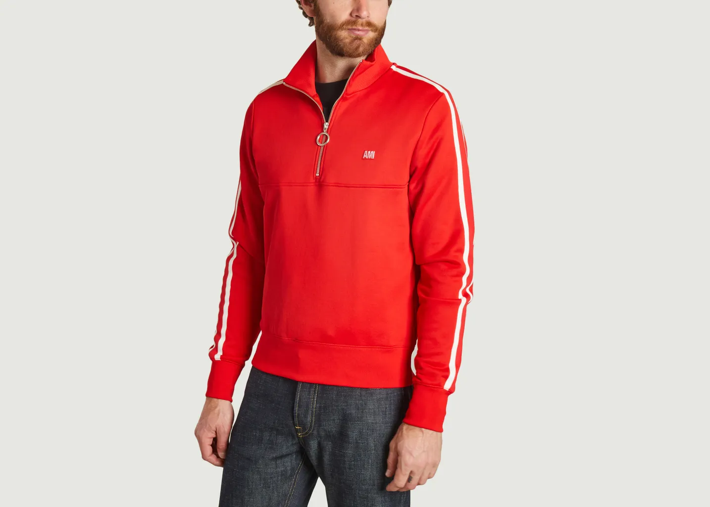 Sweatshirt zippé en molleton AMI Paris