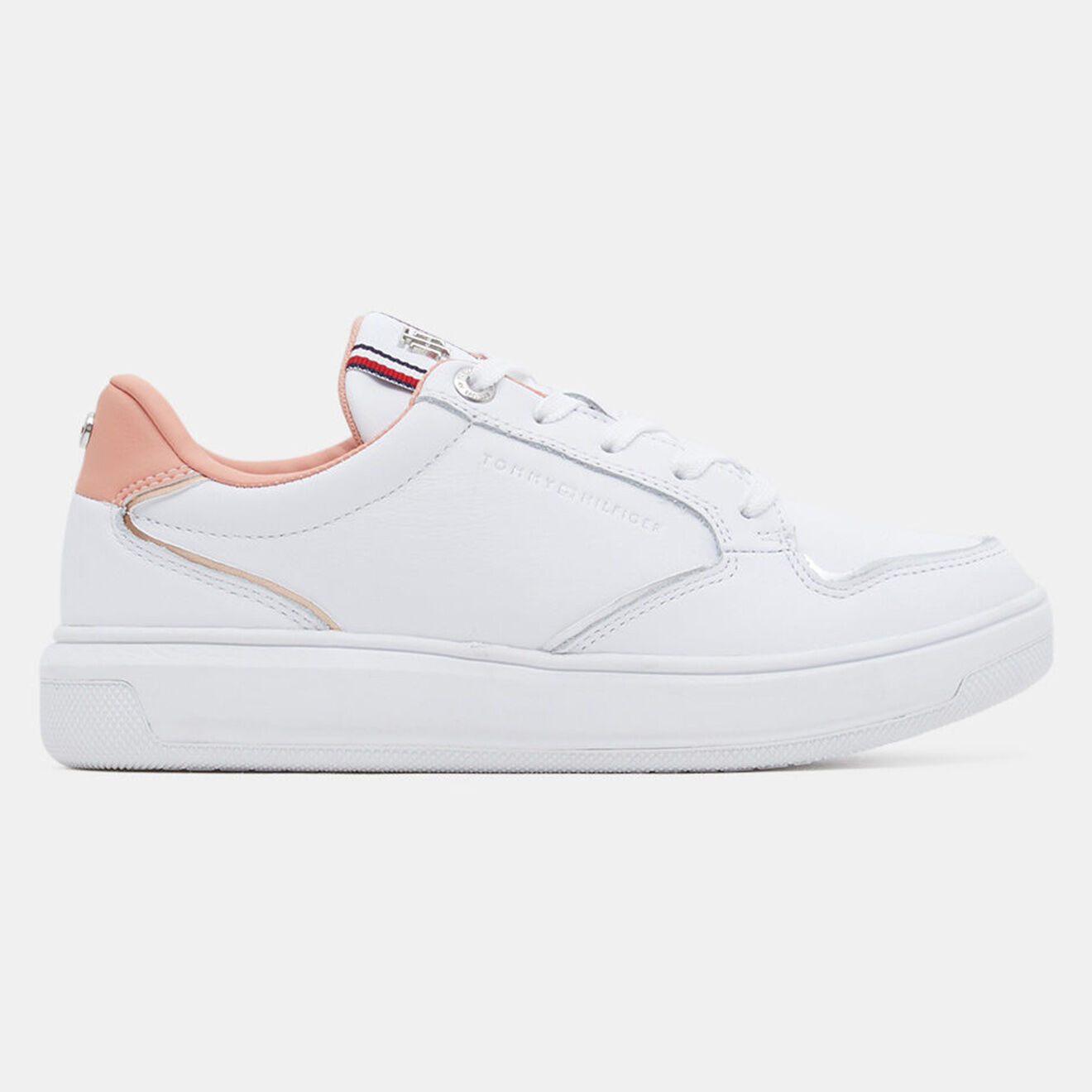 Tommy Hilfiger Baskets en Cuir Elevated Cupsole blanc/rose