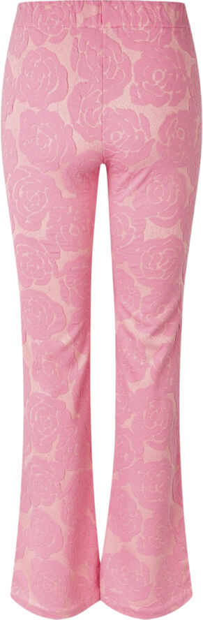Stine Goya Long Flared Elasticated Pants, 2297 Floral Relief Lurex Jers Rose relief