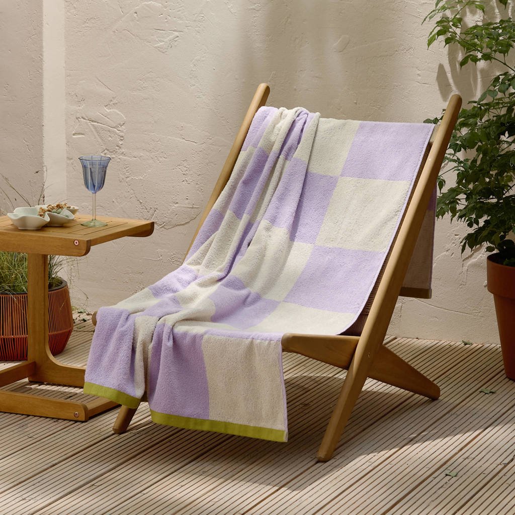 strandlaken Check (lila/ecru) (180x108 cm)