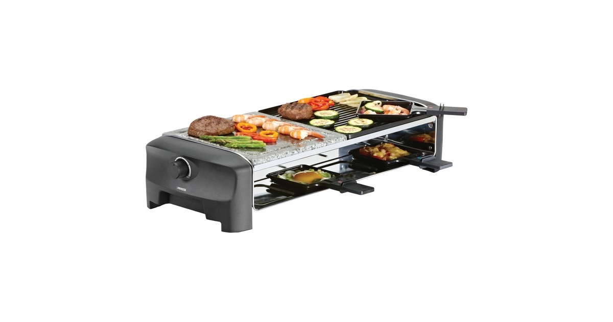 PrincessRaclette 8 Stone & Grill Party gourmetstel  (Grijs/zwart)