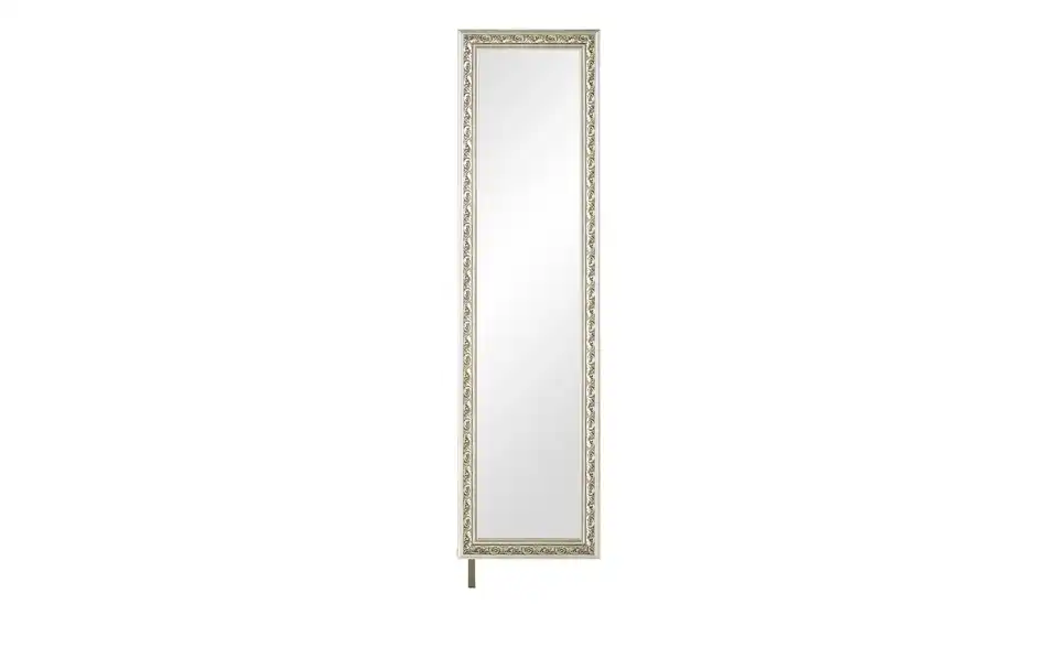Schuh- und Mehrzweckschrank Santarem Beige, silberfarben Kristallspiegel mit Barockrahmen