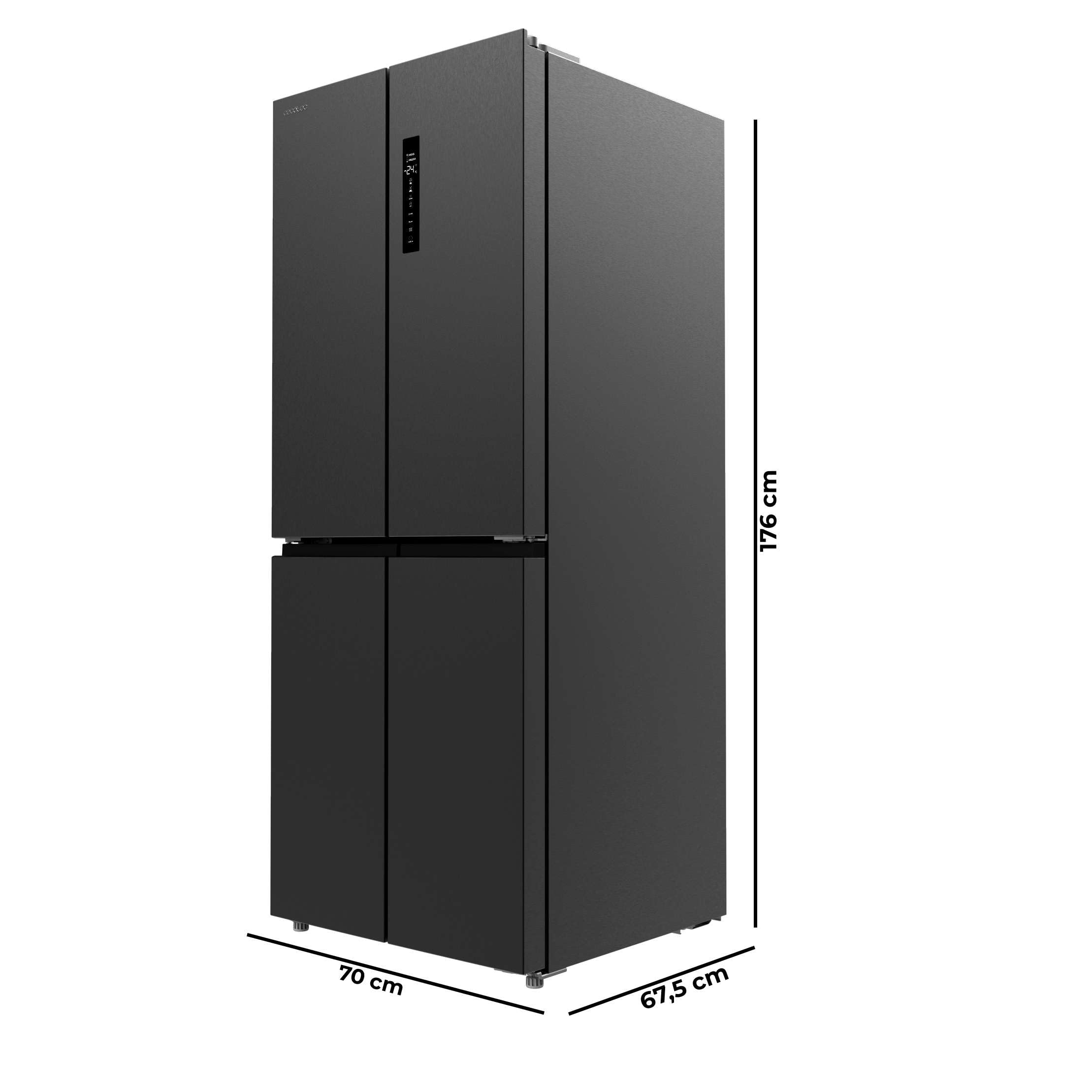 Cecotec Réfrigérateur 4 Portes Total No Frost Bolero CoolMarket 4D 394 Dark E, 394 Litres, Hauteur 170 cm et 70 cm Largeur, Tiroir Température Variabl