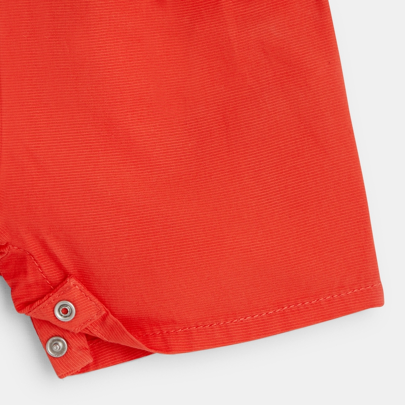 Salopette short coton fantaisie rouge bébé fille