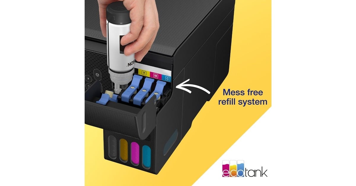 EpsonEcoTank ET-2870 A4 multifunctionele Wi-Fi-printer met inkttank all-in-one inkjetprinter  (Zwart, Scannen, Kopiëren, inclusief tot 3 jaar inkt)