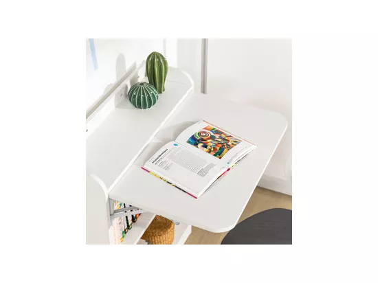 Bureau Pliant, Table D'ordinateur Rabattable Bureau Multifonctionnel Avec Etagères, Fwt92-w