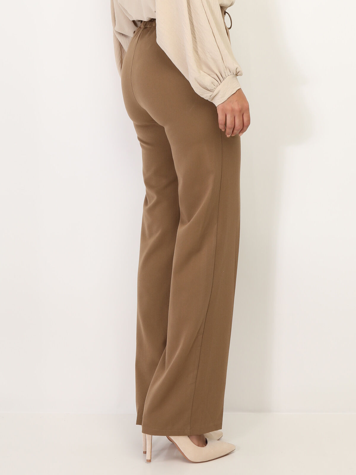Pantalon tailleur wide leg- Camel
