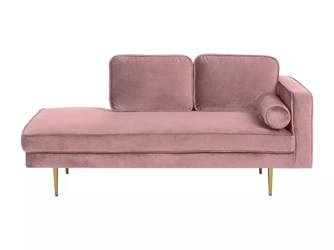 Chaise longue rose poudré côté droit MIRAMAS