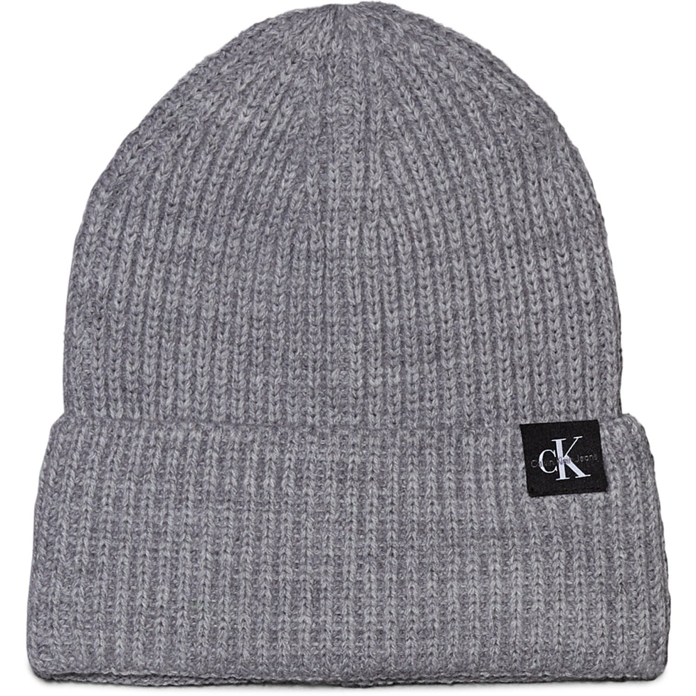 Køb Calvin Klein Grey Heather Monogram Rib Beanie