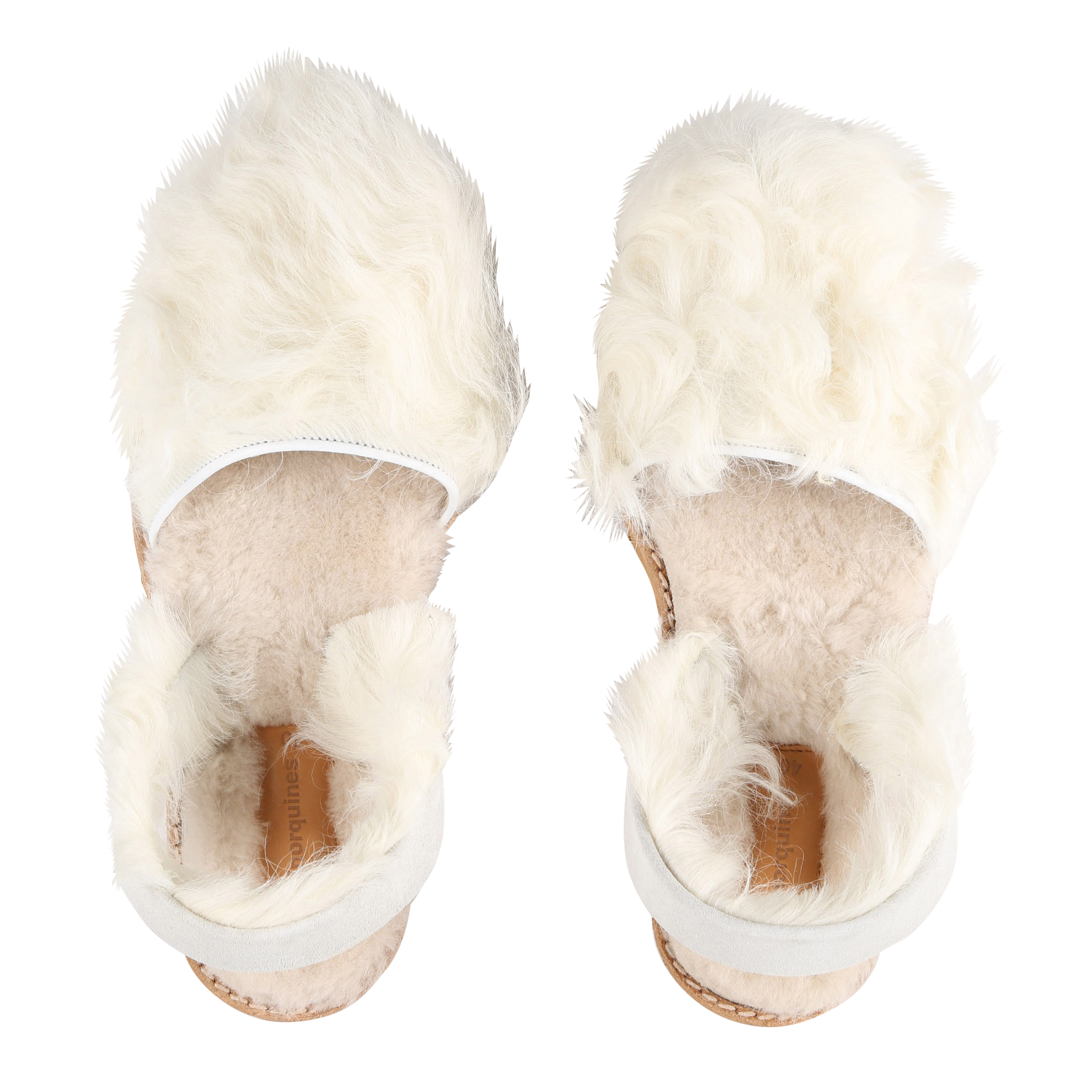 Sandales plates en peau lainée | Blanc