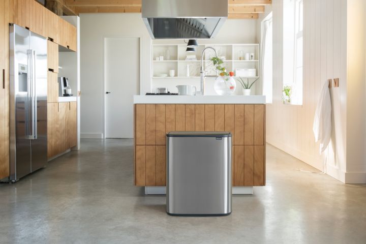 Bo Touch Bin, met 2 binnenemmers, 2 x 30 liter - Matt Steel Fingerprin