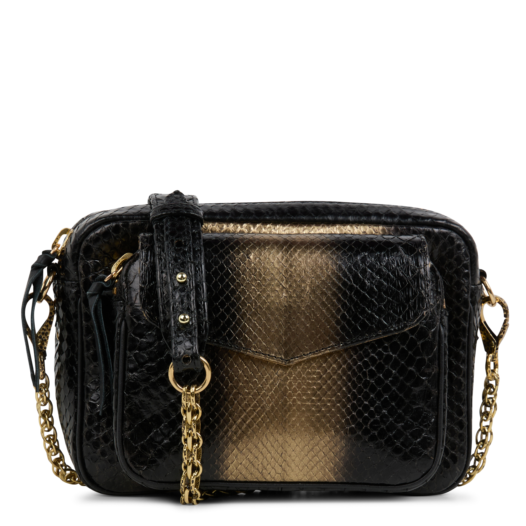 CHARLY - Sac bandoulière en cuir de python | Doré