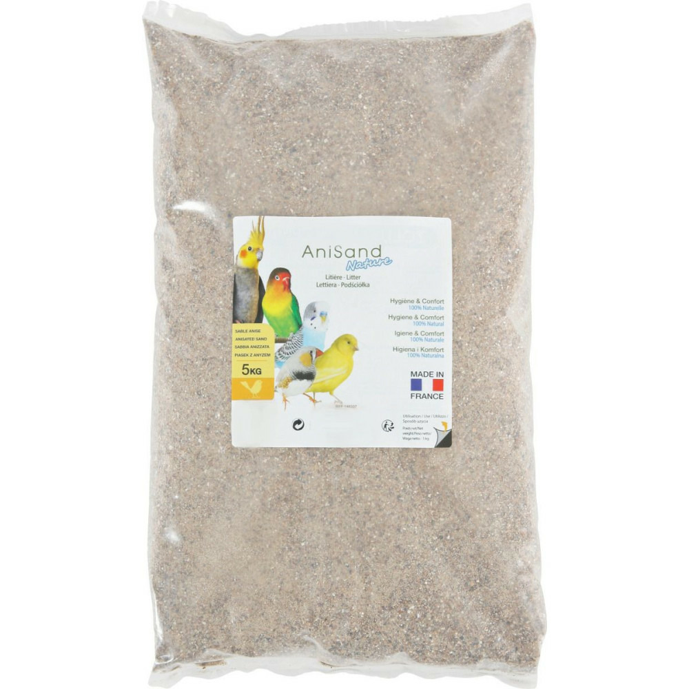 Sable anisand nature litière 5 kg pour oiseaux