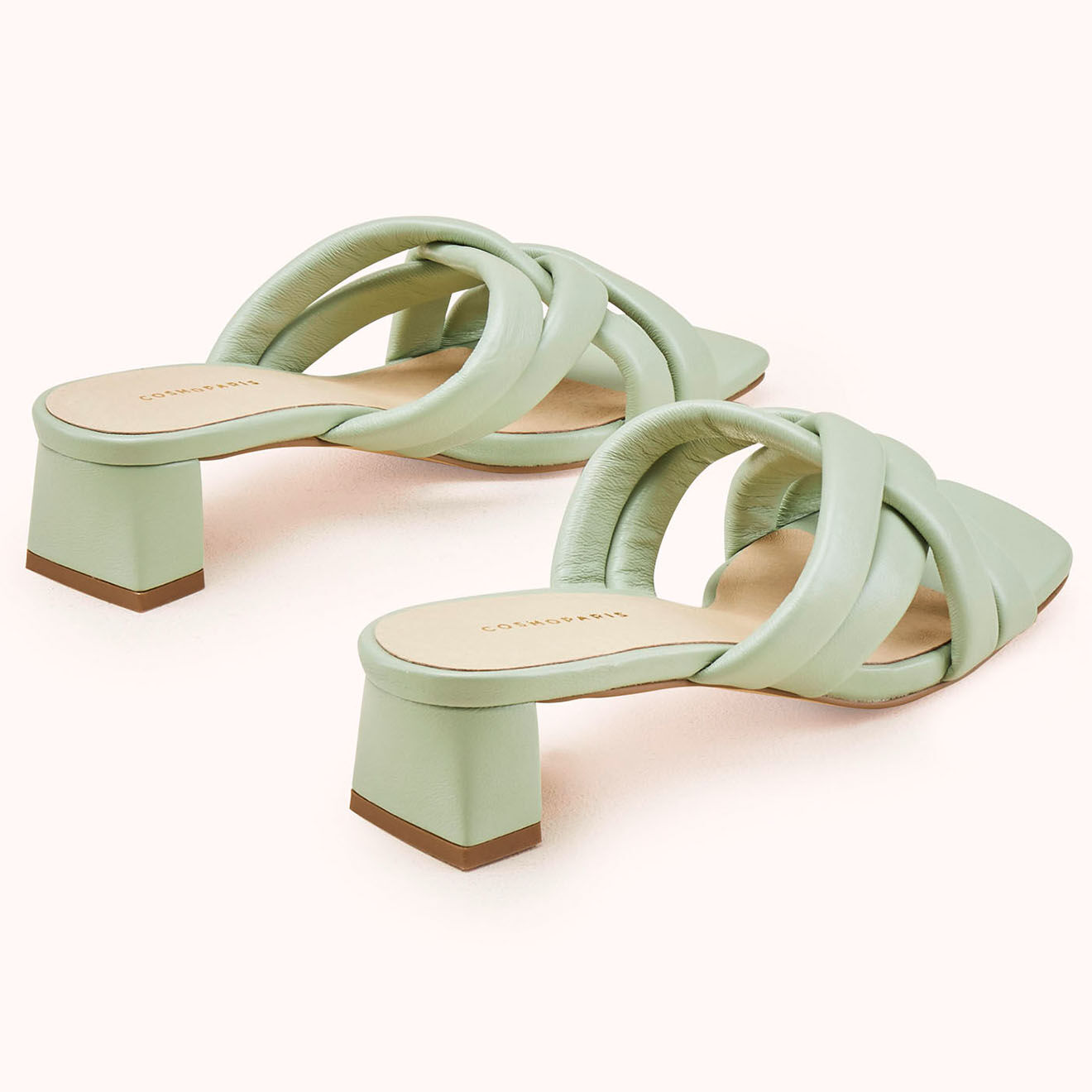 Cosmoparis Mules en Cuir Humi amande - Talon 5 cm