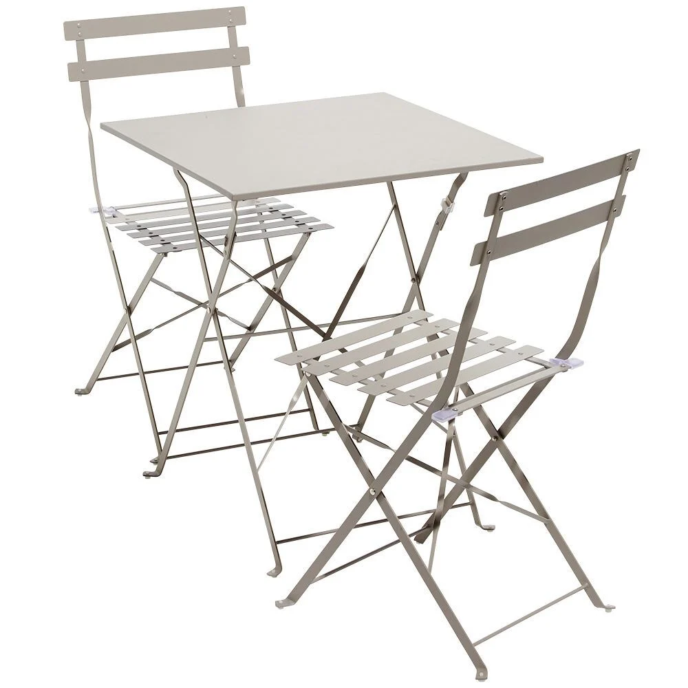 Table de jardin Boston pliante 2 personnes métal gris 60x60xH70cm