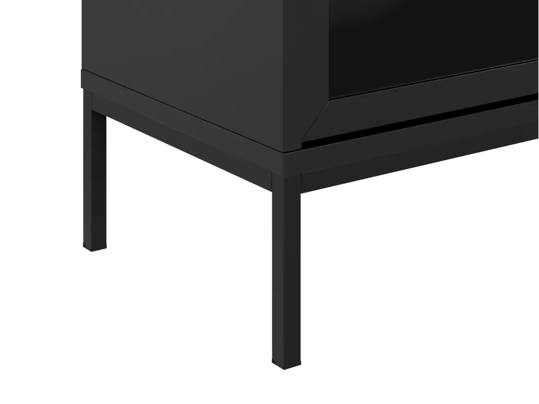 Vitrine 2 portes avec LEDs - Noir et Naturel foncé - MIALINE
