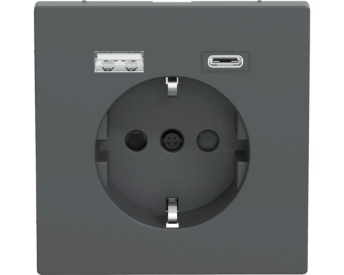 Merten MEG2367-6034 Stopcontact met USB Type A + C Lader D-Life Antraciet
