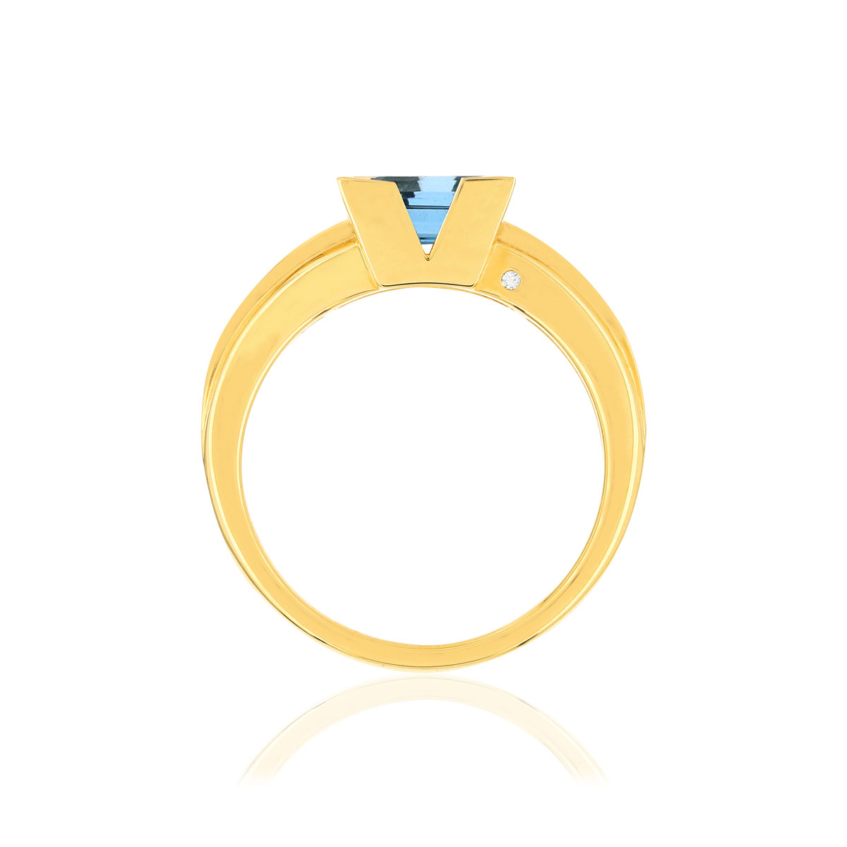 Bague VAN BRILL or jaune 750, topaze, diamant.