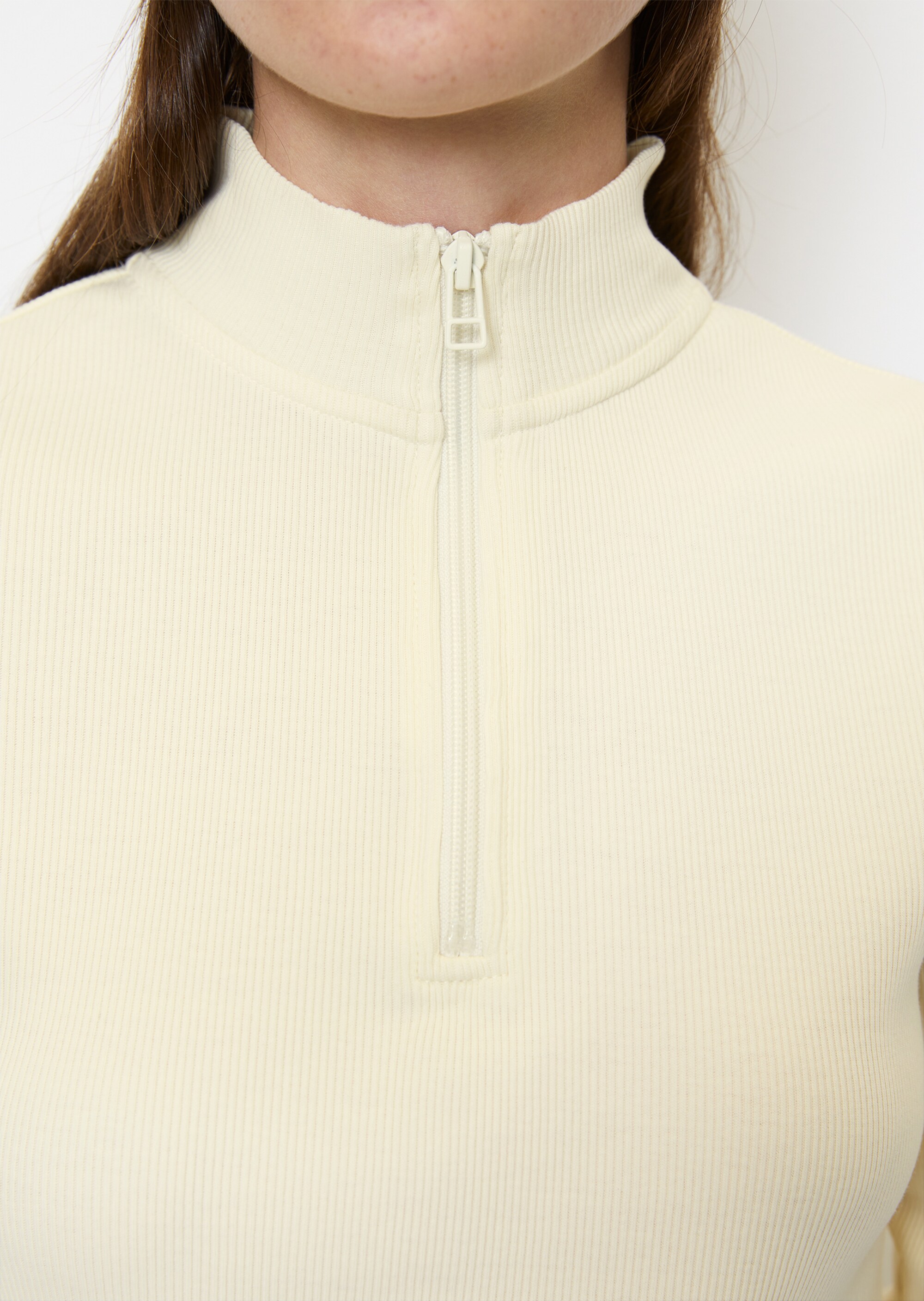 Zip-Longsleeve slim aus softem Rib-Jersey