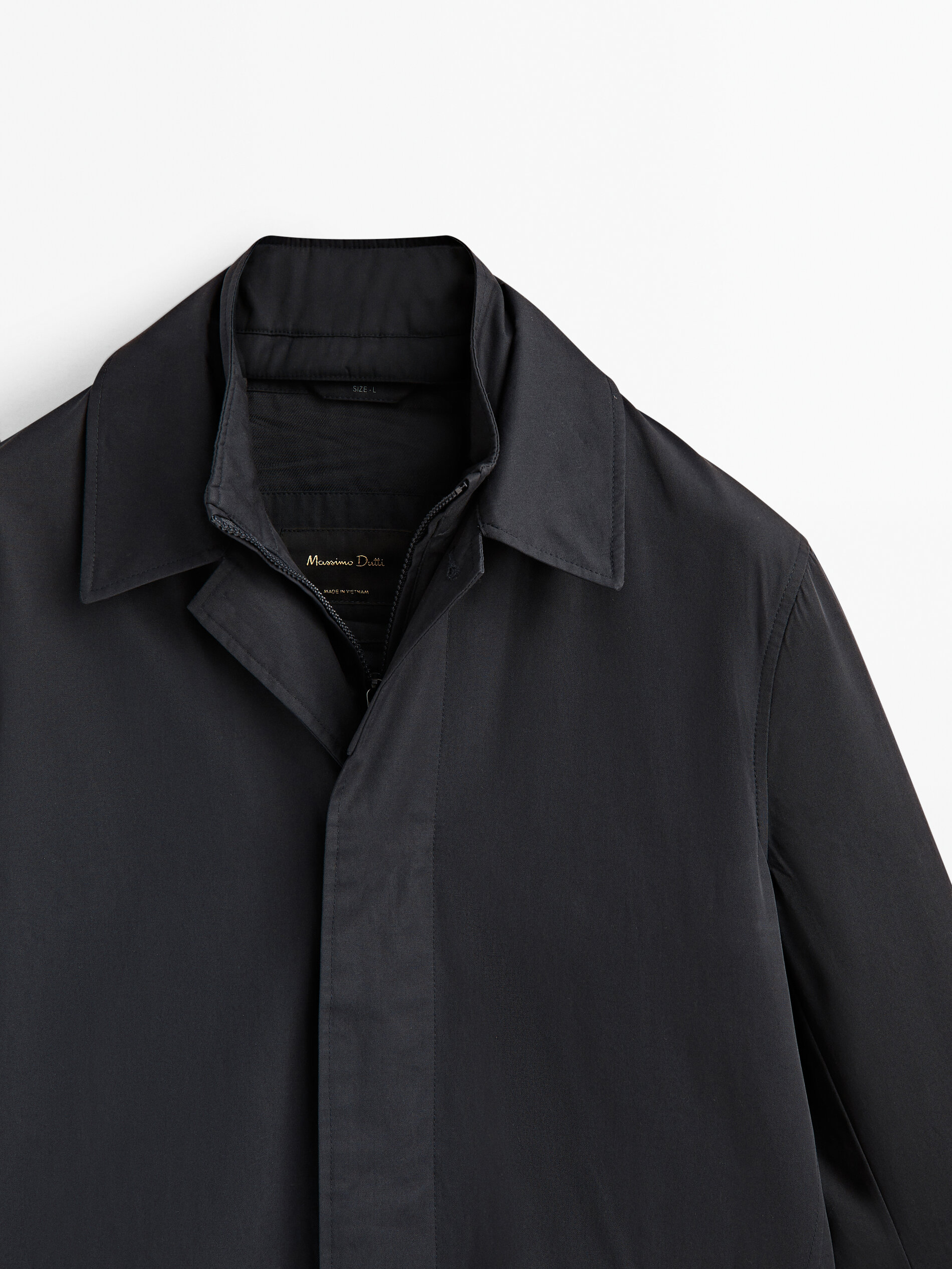 Trench coat de algodão com forro removível - AZUL MARINHO