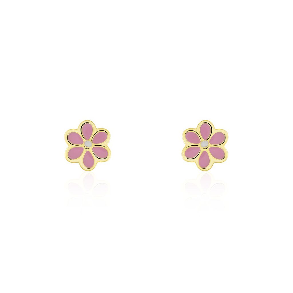 Boucles D'oreilles Puces Or Jaune Talia Email