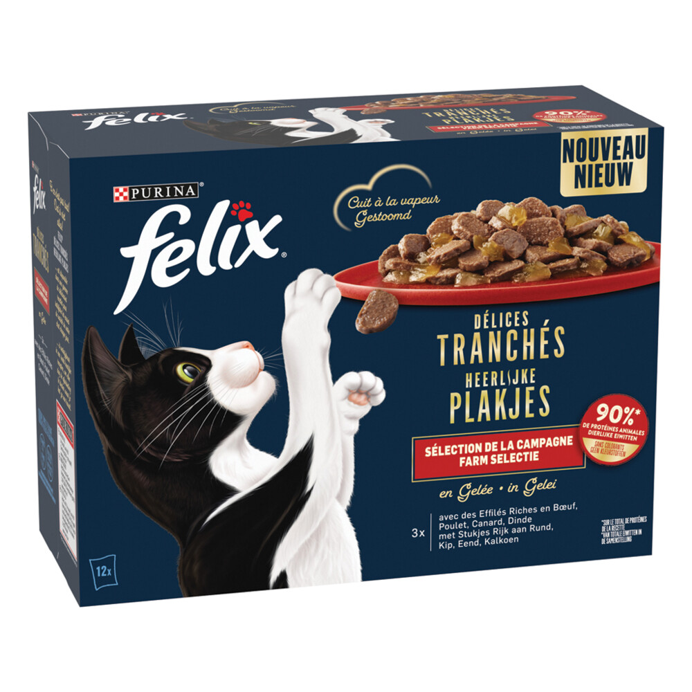 Felix Heerlijke Plakjes in Gelei Selectie Farm12 x 80 gr