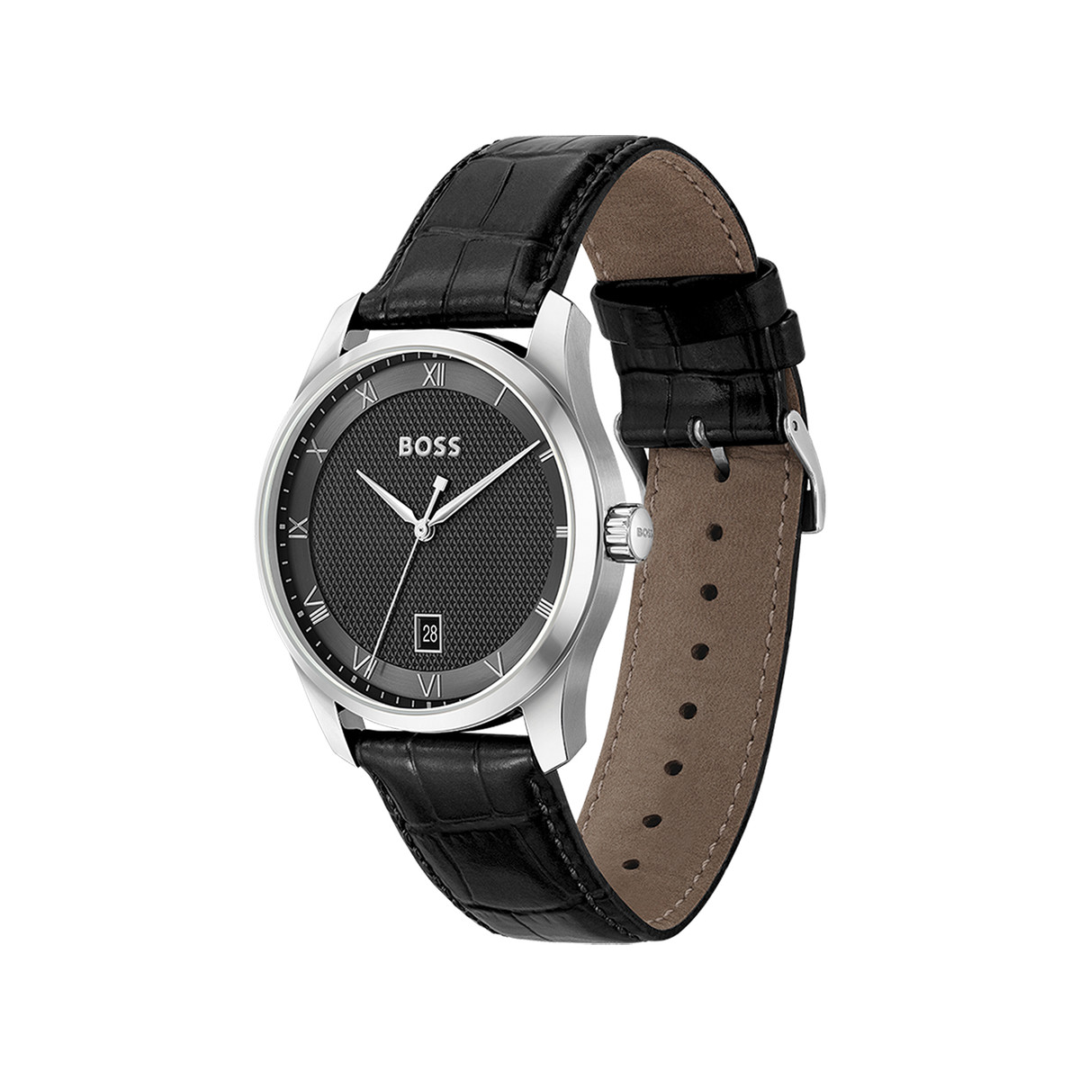 Montre BOSS business homme bracelet cuir noir