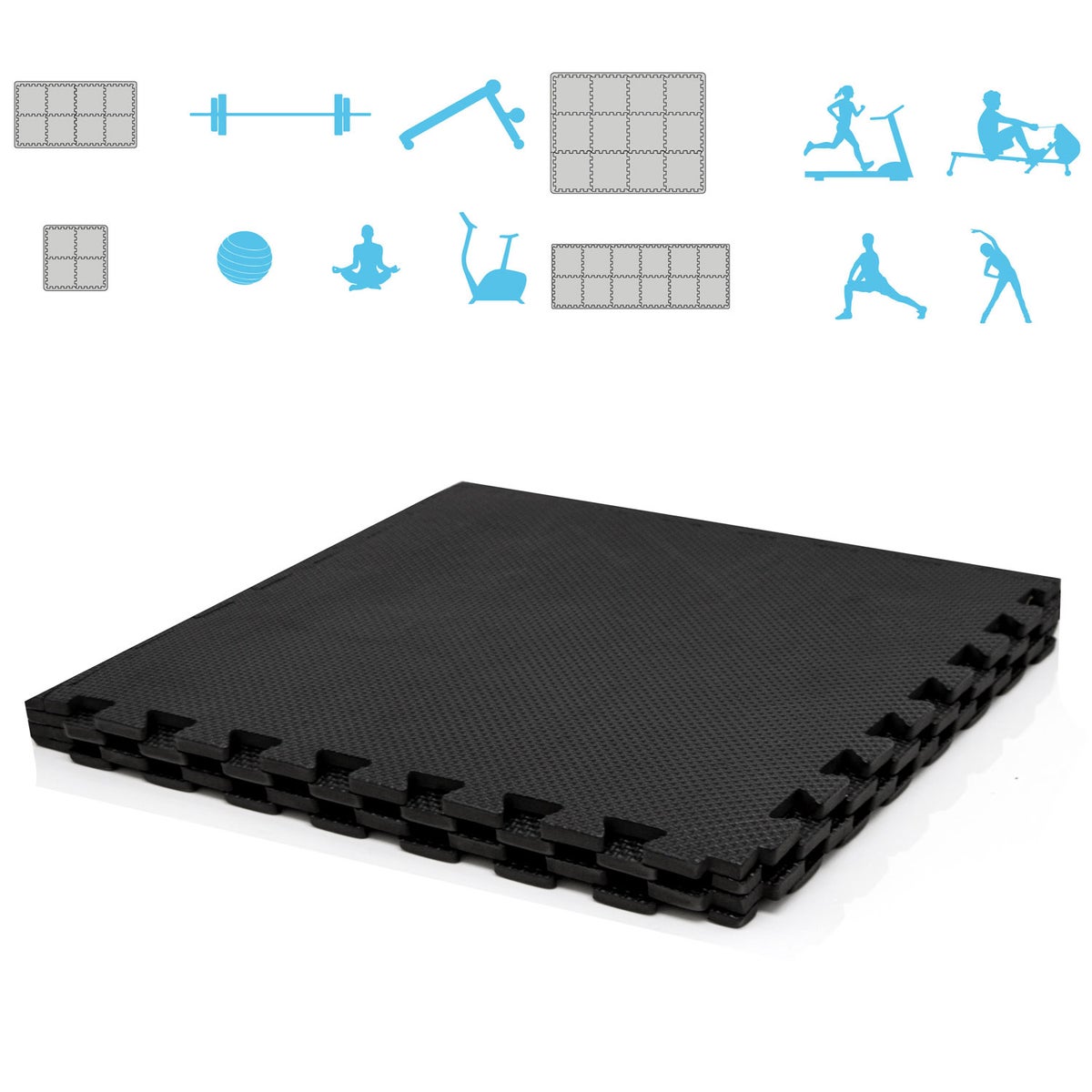 cm dik: 1m² vloerbescherming fitnessmat - 4 oefenmatten 50 x 50 cm
