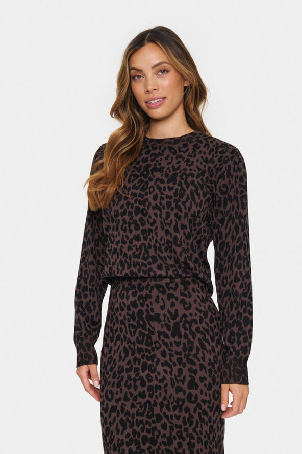 Saint Tropez ZhilaSZ LS Pullover Chocolate brown leopard