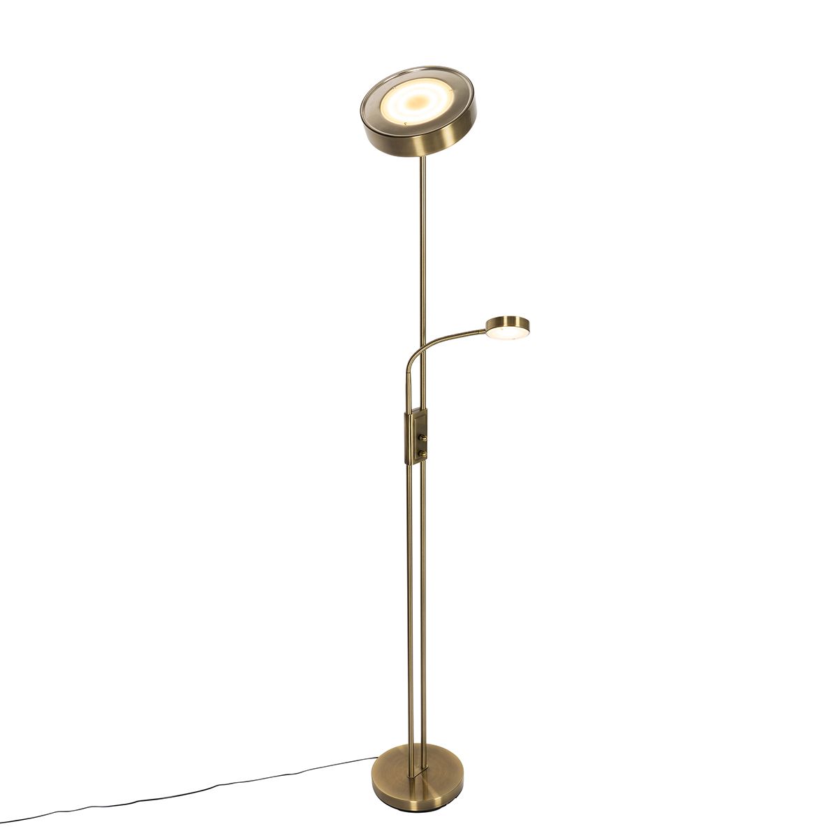 Vloerlamp brons incl. LED en dimmer met leeslamp - Kelso