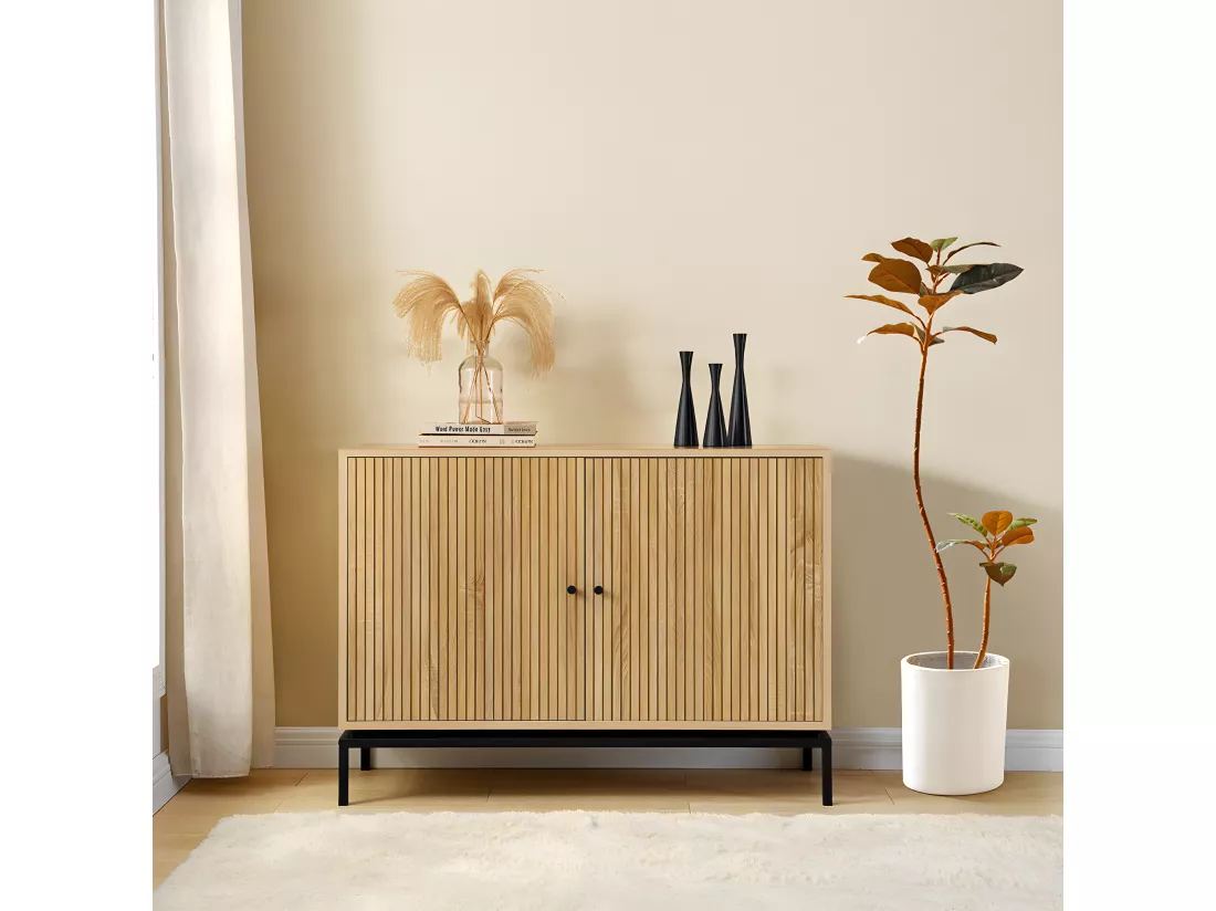 Buffet 2 portes effet bois 110 cm - Talia