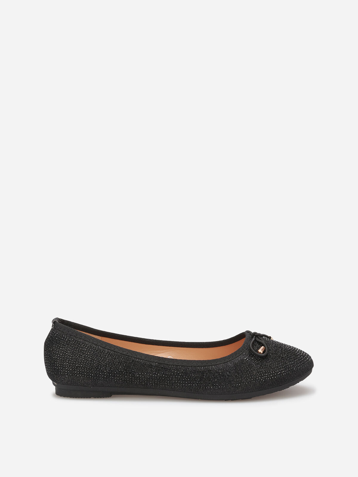 Ballerines à strass et nœud- Noir