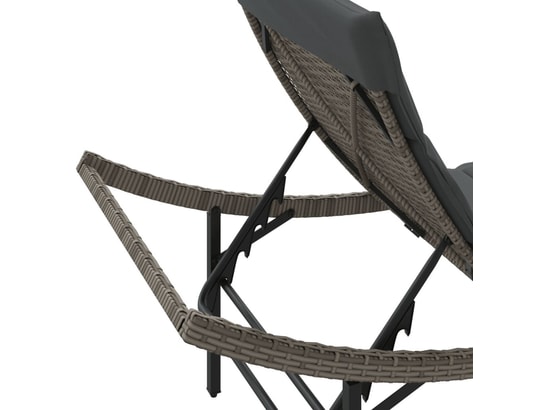 VIDAXL - Bain de soleil Chaises longues lot de 2 avec coussins gris résine tressée