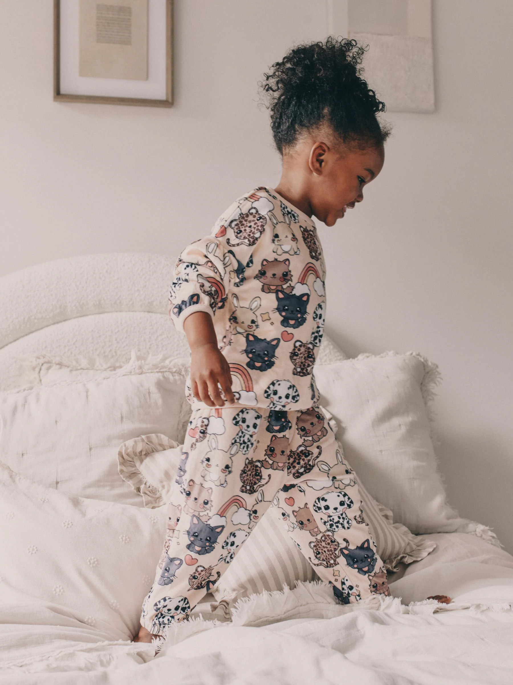 Ecru/bruine dieren - Behaaglijke fleece pyjama (9 mnd-10 jr)