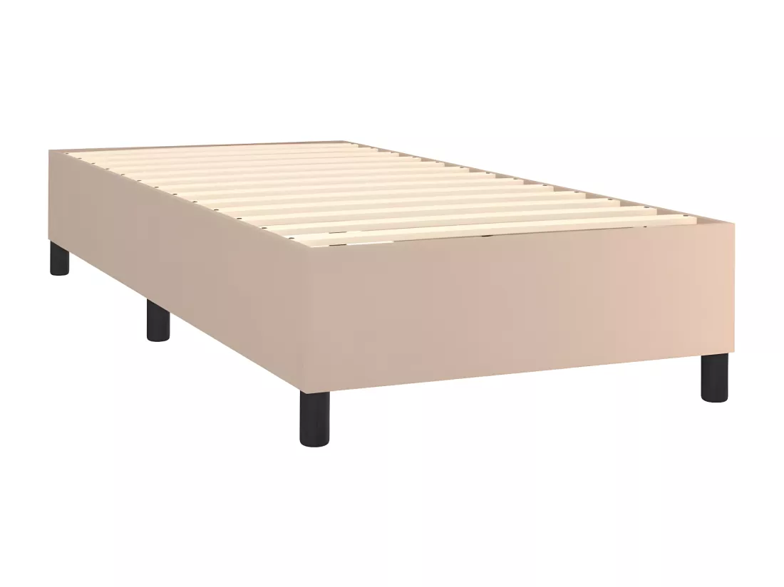 Sommier tapissier matelas LED Cappuccino 100x200 cm Similicuir