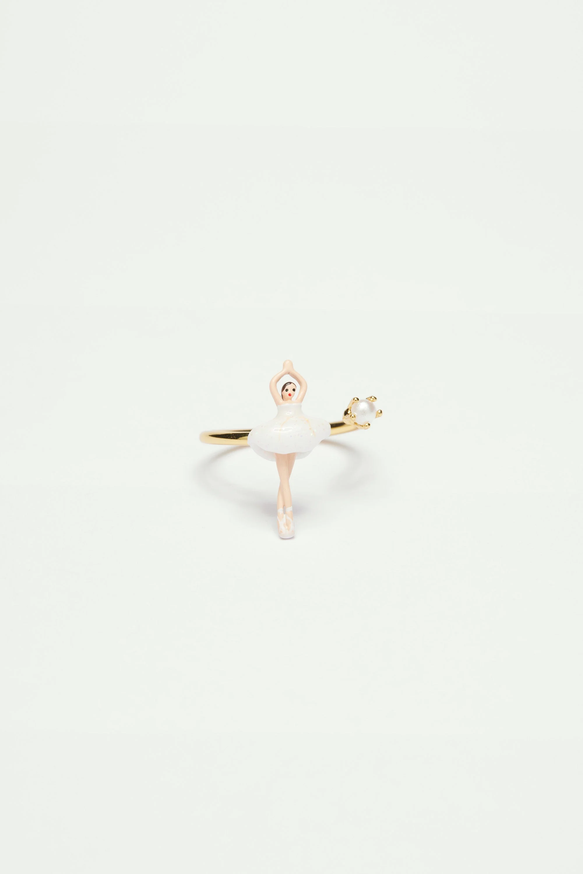 Bague ajustable mini ballerine en tutu blanc | Blanc