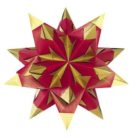 Folia Faltblätter Bascetta Stern-Set Duo, 15x15 cm rot / gold