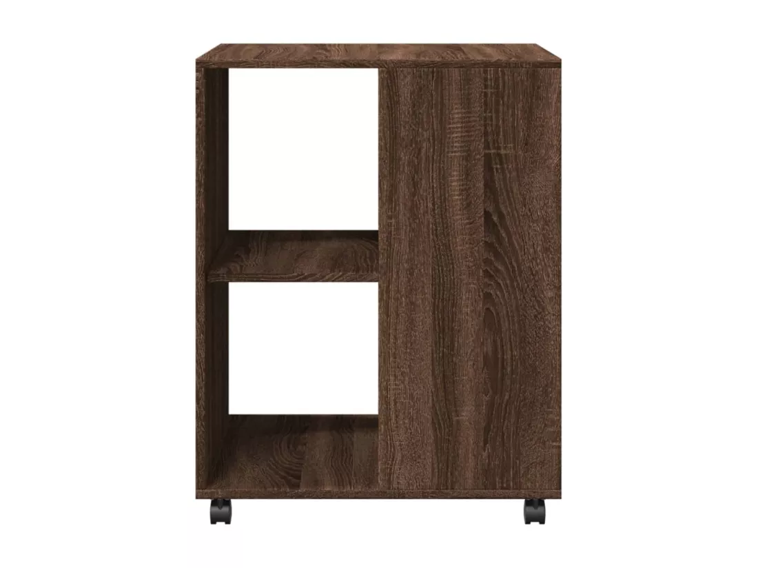 Table d'appoint avec roues chêne marron bois d'ingénierie