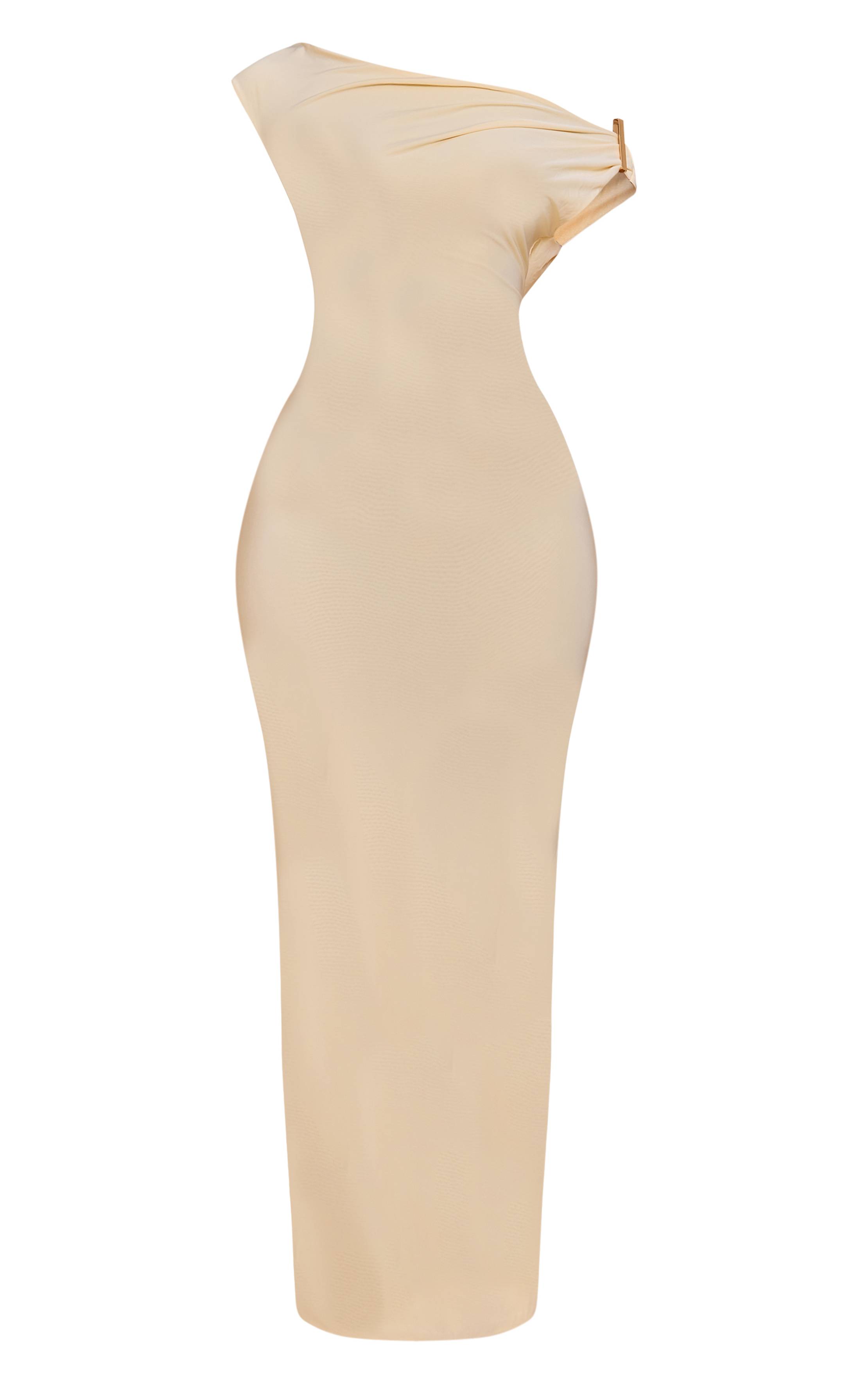 Pale Yellow Robe Longue Petite Avec Détail De Finition