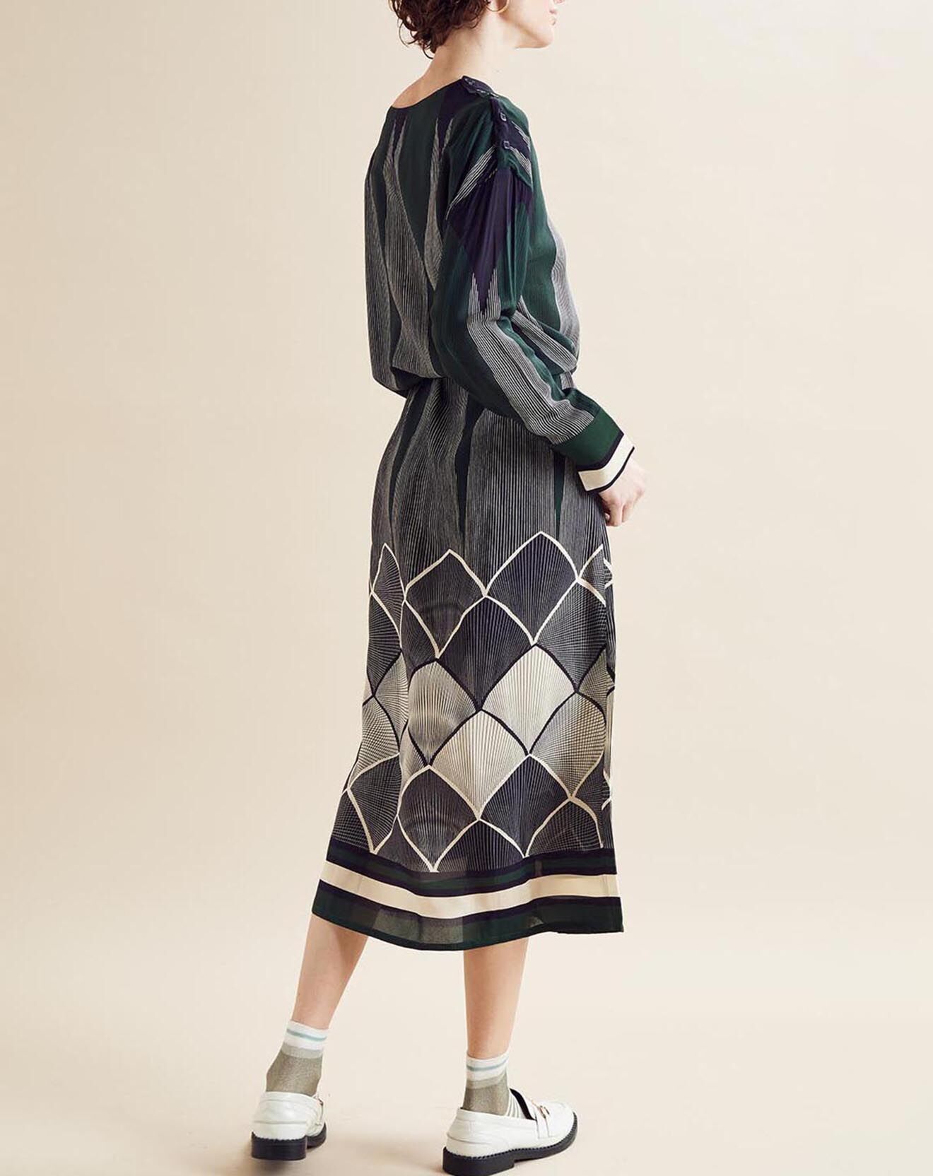 Chloé Stora Robe fluide Naima imprimée  verte