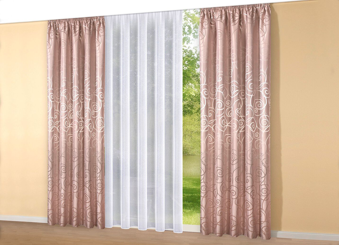 Leicht transparenter Store mit Automatikfaltenband