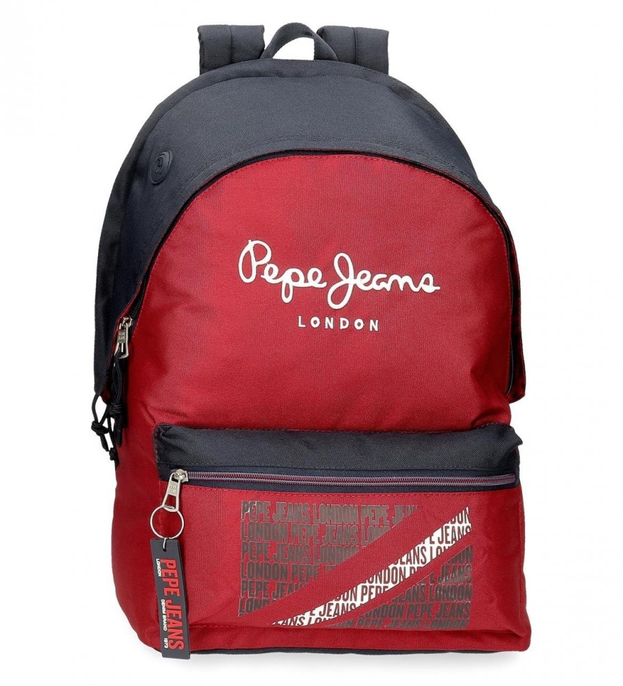 Mochila para laptop adaptável Pepe Jeans Clark com dois compartimentos, vermelha.