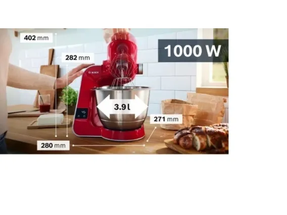 Bosch MUM5 MUM5X720 - Køkkenmaskine - 1000 W - dybrød/sølv